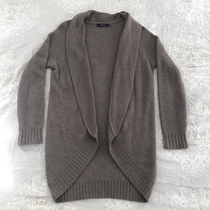 Womens Talula Aritzia Taupe Brown Angora Cashmere Open Shawl Cardigan Sz XS